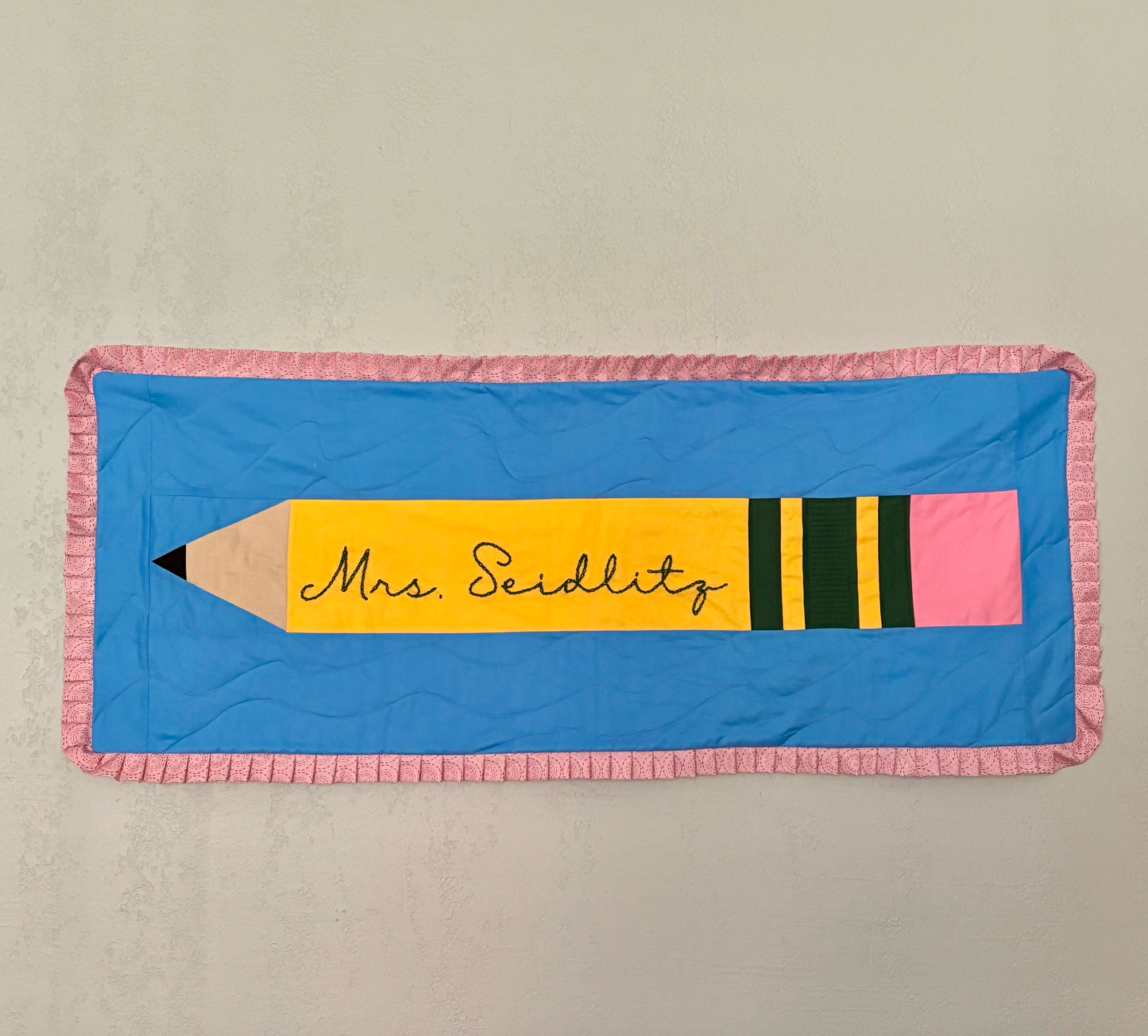 Large personalized pencil wall hanging teacher appreciation Cotton Splendor
