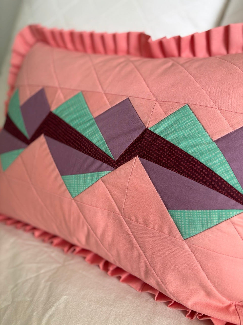 Ruffled Heart Pillow Cover